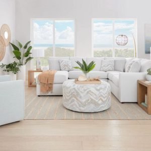 Avalon White Fabric Right Chaise Sectional