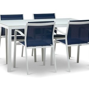 Lisbon Navy 60″” Rectangular Table & 4 Sling Chairs