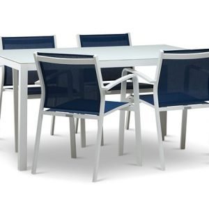 Lisbon Navy 60″” Rectangular Table & 4 Sling Chairs