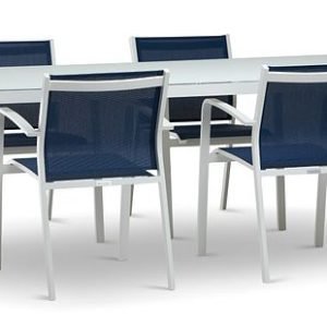 Lisbon Navy 86″” Rectangular Table & 4 Sling Chairs