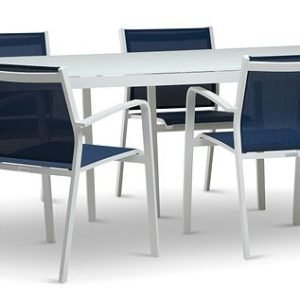 Lisbon Navy 86″” Rectangular Table & 4 Sling Chairs