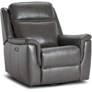 Aiden Dark Gray Leather Power Swivel Glider Recliner