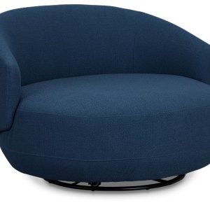 Chrisley Dark Blue Fabric Swivel Accent Chair