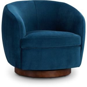 Hazel Dark Blue Velvet Swivel Accent Chair