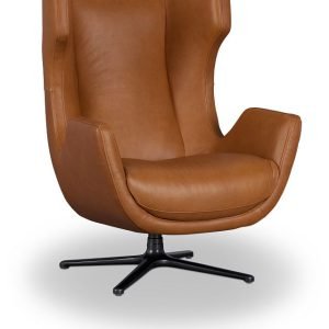 Penn Brown Leather Swivel Accent Chair