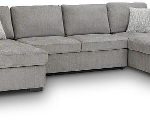 Blakely Gray Fabric Double Chaise Sleeper Storage Sectional