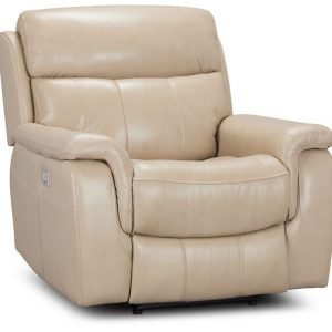 Graham Light Beige Lthr/vinyl Power Recliner