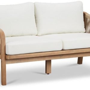 Laguna Light Tone Loveseat With White Cushions