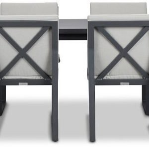 Linear Dark Gray 87″” Aluminum Table & 4 Cushioned Side Chairs