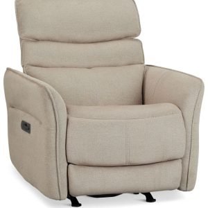 Preston Khaki Fabric Power Recliner With Heat And Massage