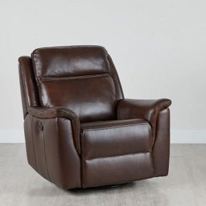 Aiden Brown Leather Swivel Glider Recliner