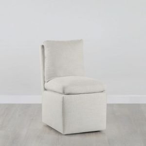 Auden Light Beige Castored Upholstered Side Chair