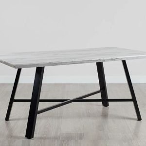 Capri White 70″” Rectangular Table With Black Legs