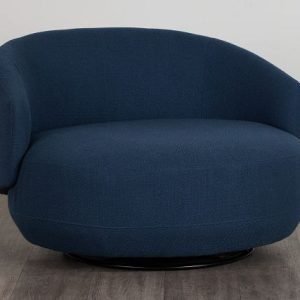 Chrisley Dark Blue Fabric Swivel Accent Chair