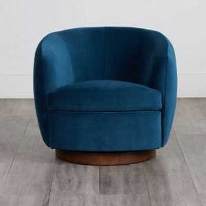 Hazel Dark Blue Velvet Swivel Accent Chair