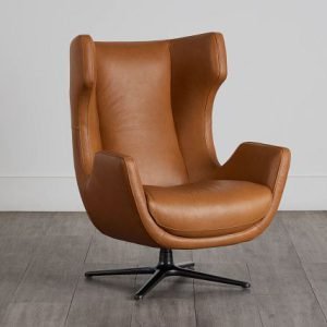 Penn Brown Leather Swivel Accent Chair