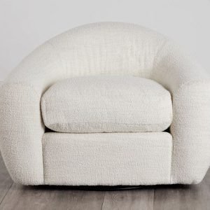 Kaya White Fabric Swivel Chair