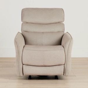 Preston Khaki Fabric Power Recliner With Heat And Massage